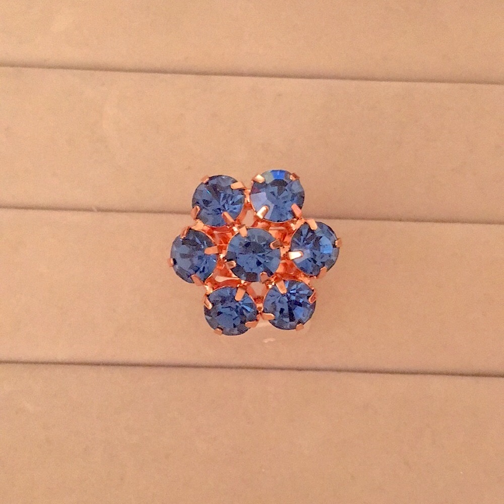 Sapphire + Rose Gold Crystal Flower Ring - Picture 5 of 8